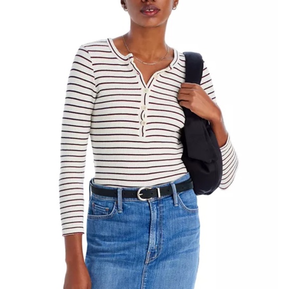 MOTHER Striped Henley top button front itty bitty pixie m/l? See measurments - Picture 1 of 12